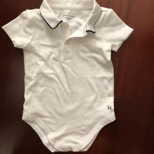 Janie and jack white polo onesie with navy piping